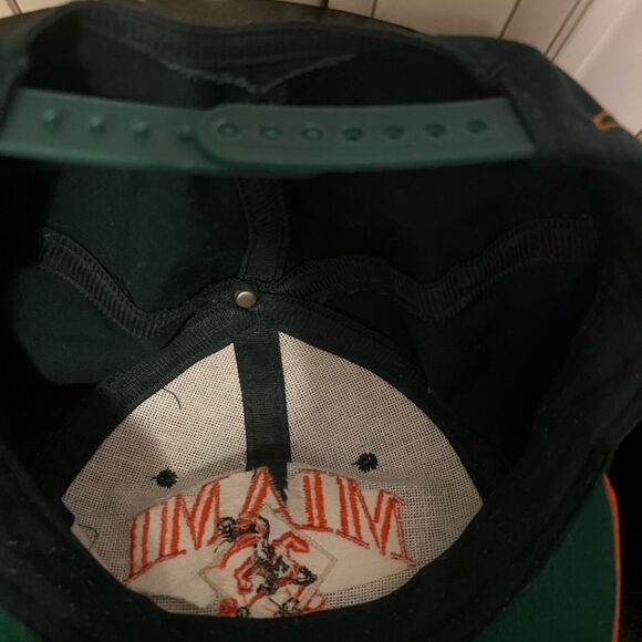Vintage Miami Hurricanes Snapback Hat Cap NCAA 90s Green Bill Made In USA - Picture 6 of 9